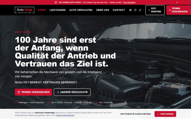 Startseite der Kfz-Werkstatt Auto Voigt in Dortmund